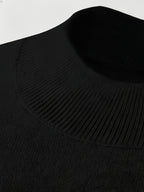 2026 New Men'S Thick High-End Semi High Neck Knitted Sweater Light Luxury Solid Color Warm Sweater Base Sweater - Black