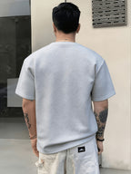[Villa Le Water OBM] 3pcs Set Men'S Summer Fashion Round Neck T-Shirt, 3D Geometric Pattern Men'S Top, Comfortable And Versatile Short Sleeve, Suitable for Outdoor Street, Daily Casual, Outdoor Sports - Light Gray + Green Precious Stone + Gray Coffee