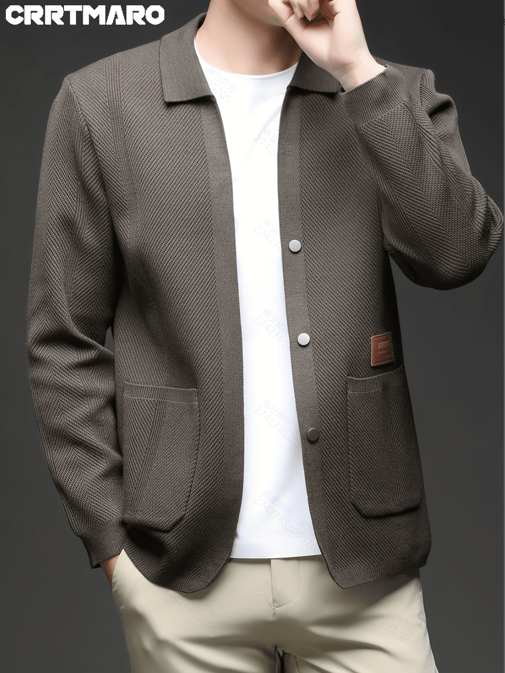 ZBZP Men's Autumn/Winter Knitted Sweater - Premium Warm Winter Cardigan, New Arrival Oversized Loose Fit Open Front Cardigan for Men - Coffee Color