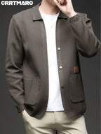 ZBZP Men's Autumn/Winter Knitted Sweater - Premium Warm Winter Cardigan, New Arrival Oversized Loose Fit Open Front Cardigan for Men - Coffee Color