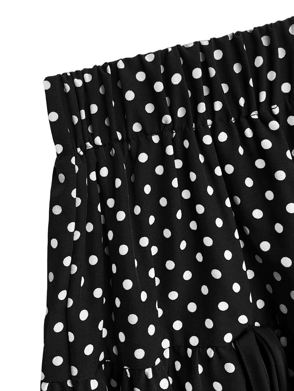 386 Polka Dot Printed Short Cake Dress for Date Outing - Black