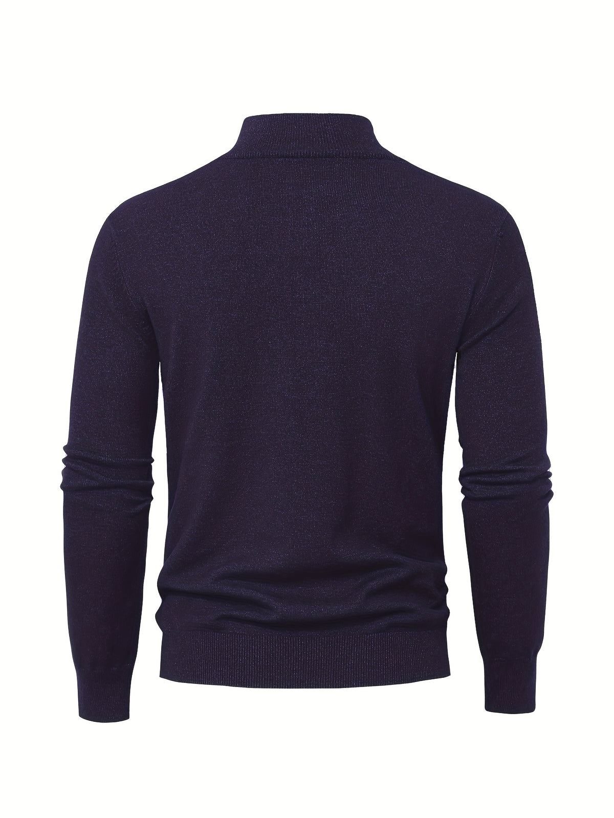 2025 New Men's Casual Solid Color Knit Zip-Front Sweater - Thickened Warm Top - Fashionable Minimalist Style with Medium Stretch for Daily Comfort, Men's Essential Cold-Weather Item, High-Quality Autumn/Winter Fashionable and Mature Pullover - Flower Navy