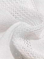New Summer Collection of Men'S Fashion: Solid Color Hollow V-Neck Knitted Short Sleeves - White