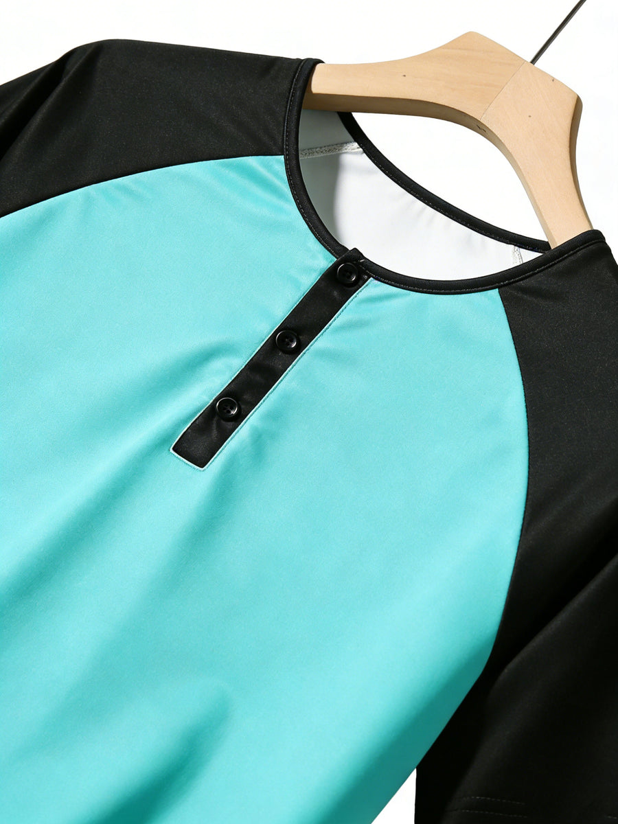 9pcs Set of High-Value, Cost-Effective Henley Shirts, Comfortable And Skin-Friendly, Easy And High-End, Breathable And Sweat-Absorbent, Suitable for Fitness, Versatile, Classic And Luxurious, Perfect for Everyday Casual Wear - Mineral Green