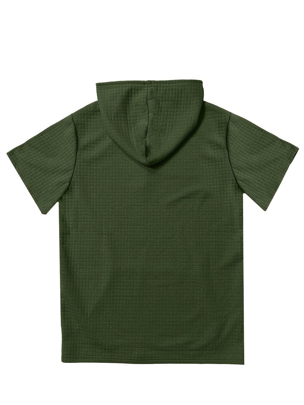 Y3 Men's Waffle Knit Short Sleeve Hooded Sweatshirt with Comfortable Print and Drawstring, Short Sleeve T-Shirt with Pocket, Summer Casual Fashion Men's Apparel, Suitable for Outings and Home Wear, Suitable for Daily and Formal Wear, Simple Summer - Army Green