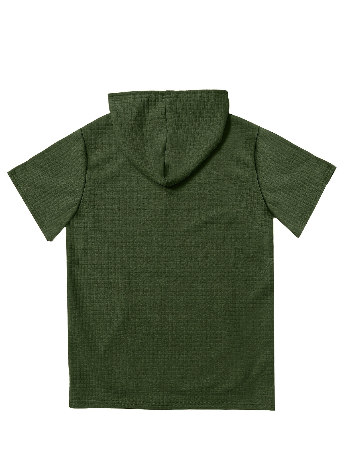 Y3 Men's Waffle Knit Short Sleeve Hooded Sweatshirt with Comfortable Print and Drawstring, Short Sleeve T-Shirt with Pocket, Summer Casual Fashion Men's Apparel, Suitable for Outings and Home Wear, Suitable for Daily and Formal Wear, Simple Summer - Army Green