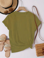 A Very Trendy Solid-color Women's Fashion T-shirt That Is Perfect for Spring and Summer, and Versatile Enough for All Seasons and All Body Types! - Olive Green