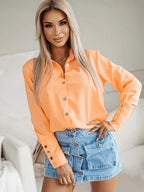 Women'S Solid Color Elegant Blouse - Coral