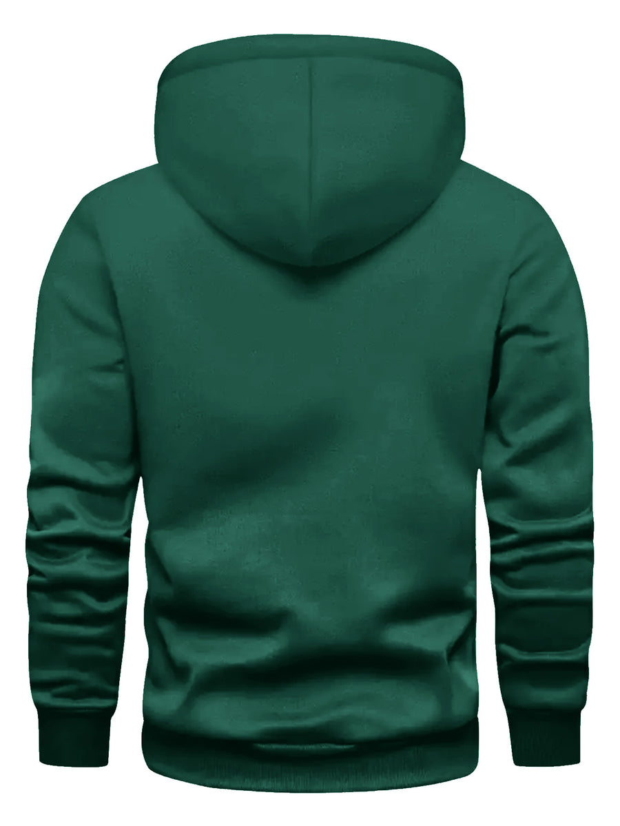 New Arrival: Men'S Hooded Sweatshirt with Geometric Print And Wrinkle-Resistant Fabric - Perfect for Casual Outings And Active Days! - Dark Green