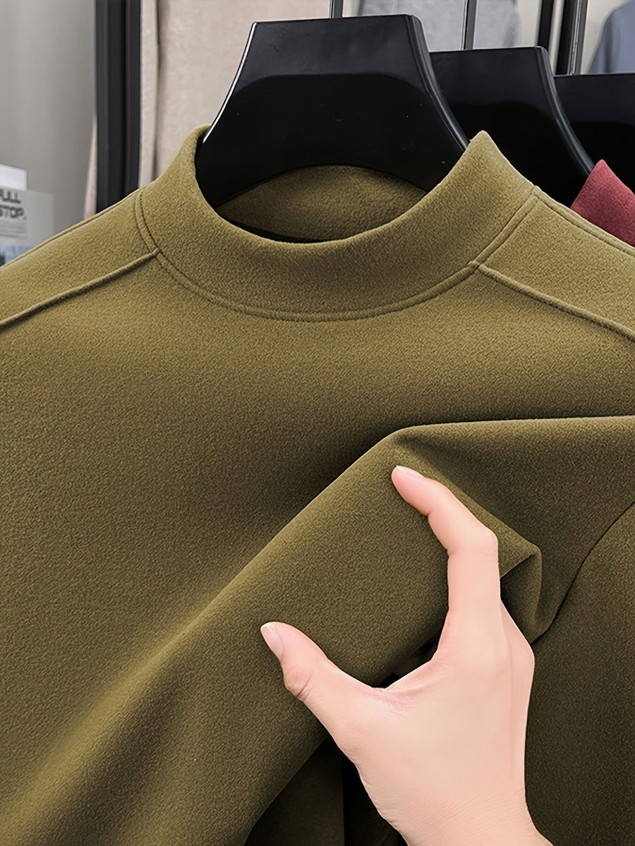Men's Half-turtleneck Base Layer, Suitable for Wearing Alone in Early Autumn or as a Warm Inner Layer in Late Winter, Adaptable for Both Business and Casual Styles. -SINBOS - Yellow