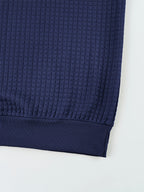 Men'S Waffle Knit T-Shirt, a Short Sleeve Crew Neck Casual Summer Top Featuring Premium Handcrafted Fashion Labeling. Made from Textured, Breathable Fabric with a Soft And Lightweight Feel, Offering a Comfortable Slim-Fit Design - Navy Color