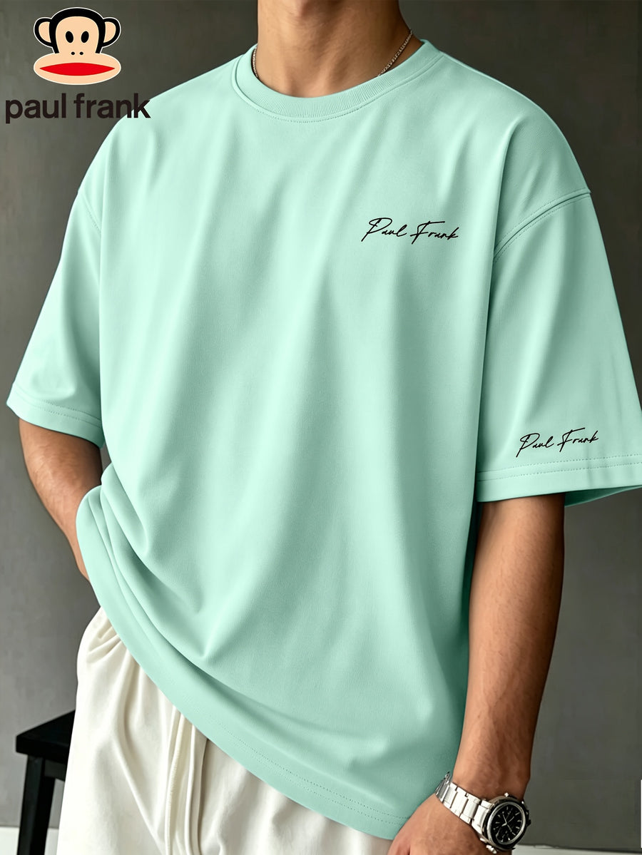 Paul Frank Summer Men's Pure Cotton Street Style Refreshing Pullover Short-Sleeve T-Shirt - Mint Green