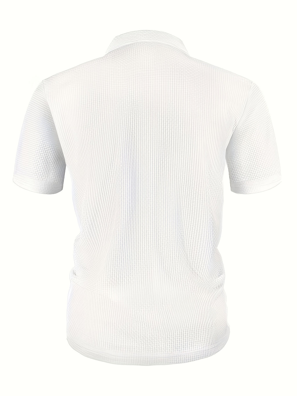 Men's Solid-color Polo Shirt with a Contrasting Button Placket Featuring a Light Business Style Design. The Fabric Is Breathable and Comfortable, Keeping You Cool in Summer. Perfect for Everyday Casual Wear and Outings, Available in Multiple Colors. - White