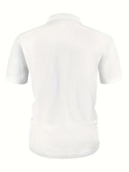 Men's Solid-color Polo Shirt with a Contrasting Button Placket Featuring a Light Business Style Design. The Fabric Is Breathable and Comfortable, Keeping You Cool in Summer. Perfect for Everyday Casual Wear and Outings, Available in Multiple Colors. - White