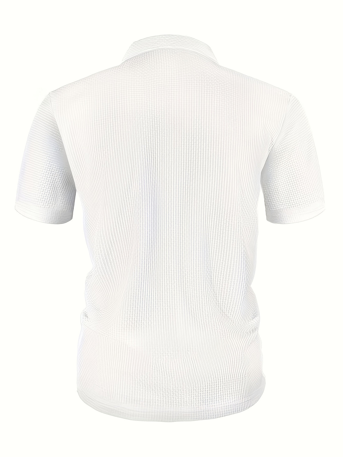 Men's Solid-color Polo Shirt with a Contrasting Button Placket Featuring a Light Business Style Design. The Fabric Is Breathable and Comfortable, Keeping You Cool in Summer. Perfect for Everyday Casual Wear and Outings, Available in Multiple Colors. - White