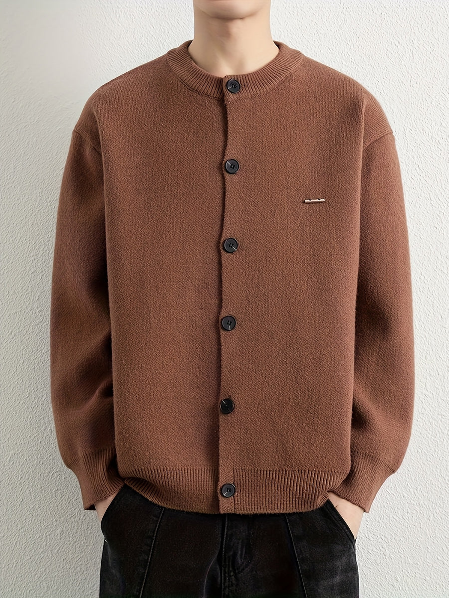 Men's Autumn Winter Trendy Versatile Warm Cardigan Sweater 25861 - Coffee Color