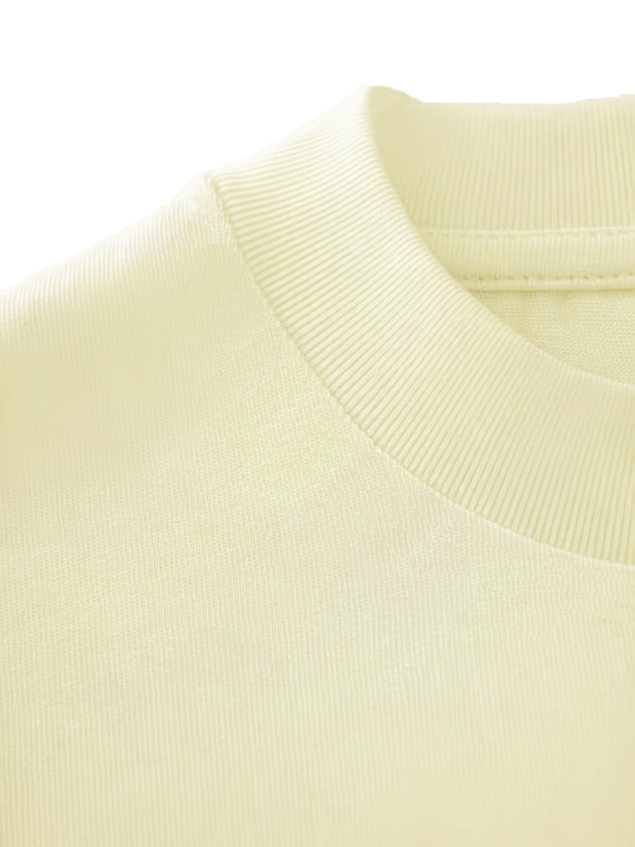 Women'S Fashion Casual Round Neck Long Sleeve T-Shirt, 100% with Lettered Stripe Pattern, Stylish Easy Comfortable Loose Fit - 【Light Yellow】