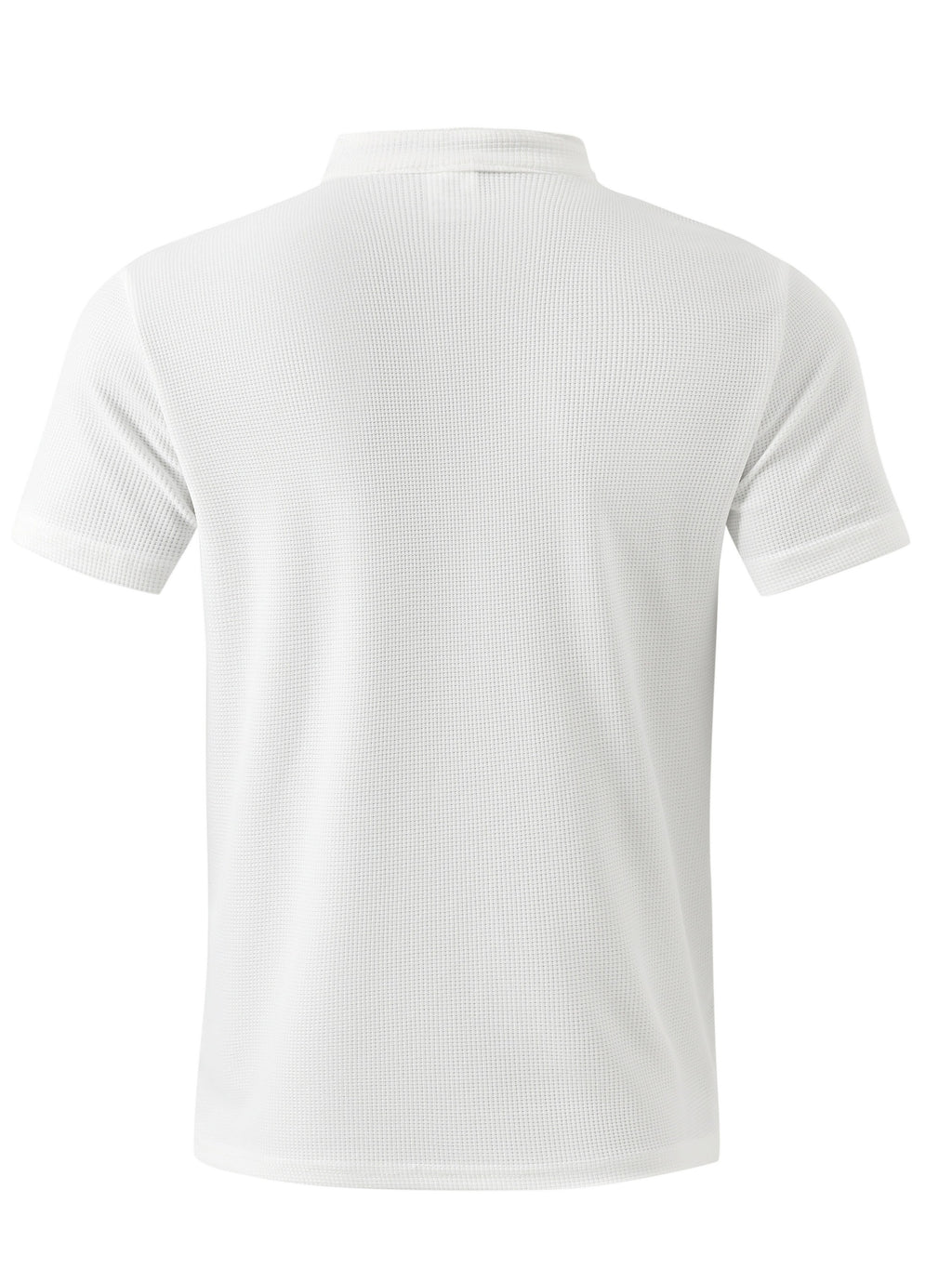 Breathable Fabric Summer Men'S Waffle Skinny Short Sleeve American Oversized Casual V-Neck Tie-Up T-Shirt - White