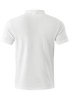 Breathable Fabric Summer Men'S Waffle Skinny Short Sleeve American Oversized Casual V-Neck Tie-Up T-Shirt - White