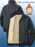 Winter New Style - Men'S Fleece Casual Windproof Jacket with Zipper, Suitable for Outdoor Hiking And Casual Office Wear - Dark Gray