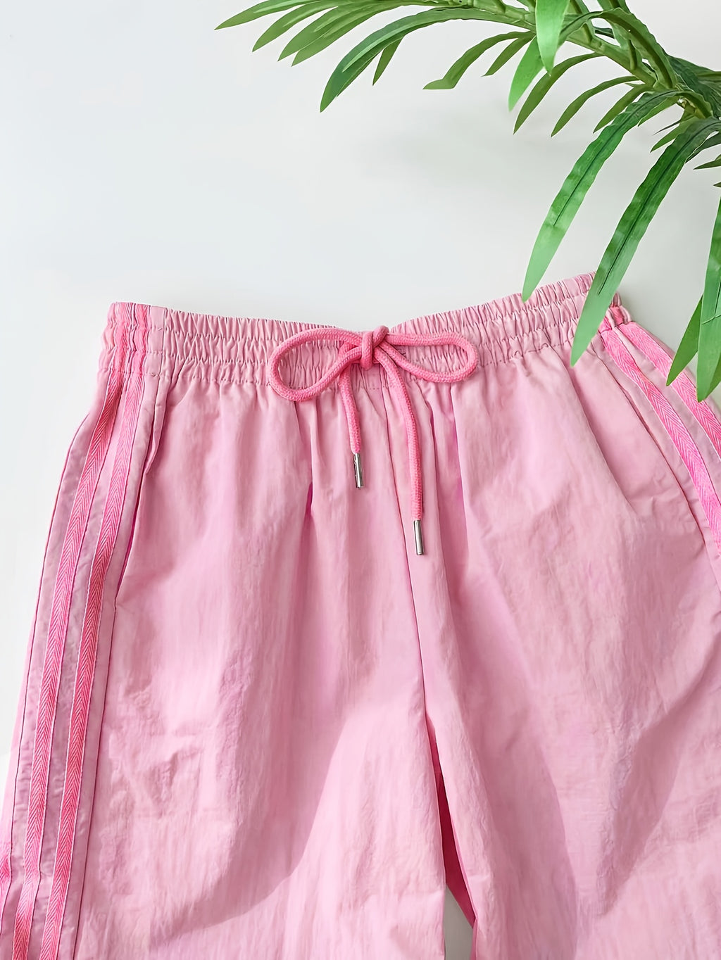Reading Week Apparel, Back-to- Season, One Pair of 2026 Spring/Summer New Style Casual Sporty Fashionable Comfortable and Beautiful Women's Long Pants with Contrast Color and Drawstring Waist, Suitable as a Holiday Gift for Women's Clothing - Pink Color