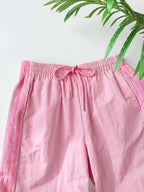 Reading Week Apparel, Back-to- Season, One Pair of 2026 Spring/Summer New Style Casual Sporty Fashionable Comfortable and Beautiful Women's Long Pants with Contrast Color and Drawstring Waist, Suitable as a Holiday Gift for Women's Clothing - Pink Color