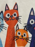 Women's Retro Cat Print Sweater - Playful Cartoon Cat Faces, Loose Fit Long Sleeve Pullover, Soft Warm Winter Top with Ribbed Detailing, Cozy Autumn Winter Casual Outfits, Cat Sweater, Autumn Wardrobe, Durable Comfort - Granny Gray