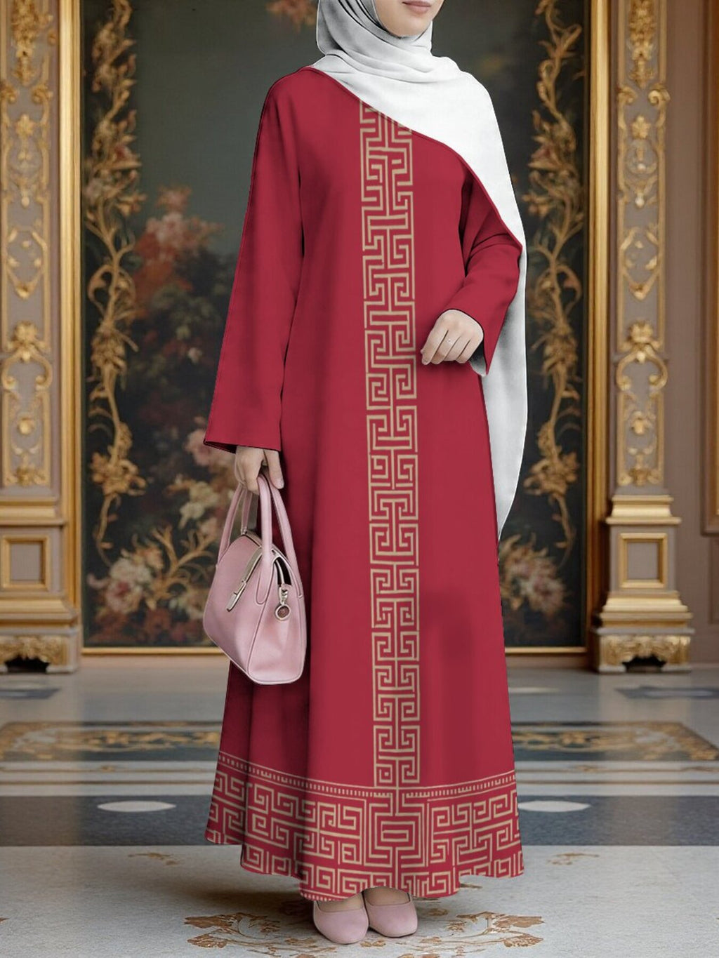 New Middle Eastern Style Muslim Elegant Robe, Featuring Middle Eastern Ethnic-style Prints and a Long Skirt Design, Suitable for Eid Al-Fitr and Eid Al-Adha. This Loose, Comfortable, and Breathable Long-sleeve Dress Is Perfect for Commuting - Mixed colors