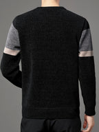 Men's Winter -Lined Thickened Pullover Sweater, Warm, Comfortable, and Casual - Black