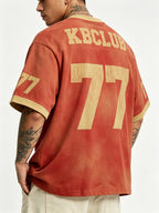 [PrintedDesign-NotTextured] American Retro Printed T-Shirt- KB77 with Distressed Color-Blocking Design- Lightweight Short Sleeves, It Is A Must-Have Item for Sports Enthusiasts And Also An Excellent Gift for Family And Friends During Holidays. - Mixed colors
