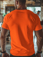 Trendy Printed T-Shirts for Men, Regular Standard Fit Comfortable Short Sleeve Casual Tee, Versatile Everyday Fashion Outfit Top - Orange