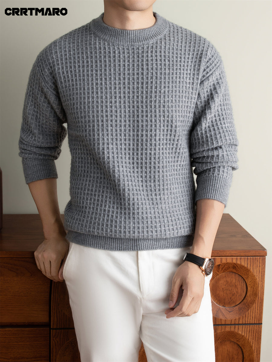Men'S Heavyweight Thick Crew Neck Pullover Sweater, Warm Casual Layering Top for Fall And Winter - Grey
