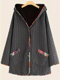 Fashion Hooded Single-Row Button Loose Long Sleeve Mid-Length Open Front Cardigan Jacket Casual Coat Women'S Fashion Hoodie - Deep Grey