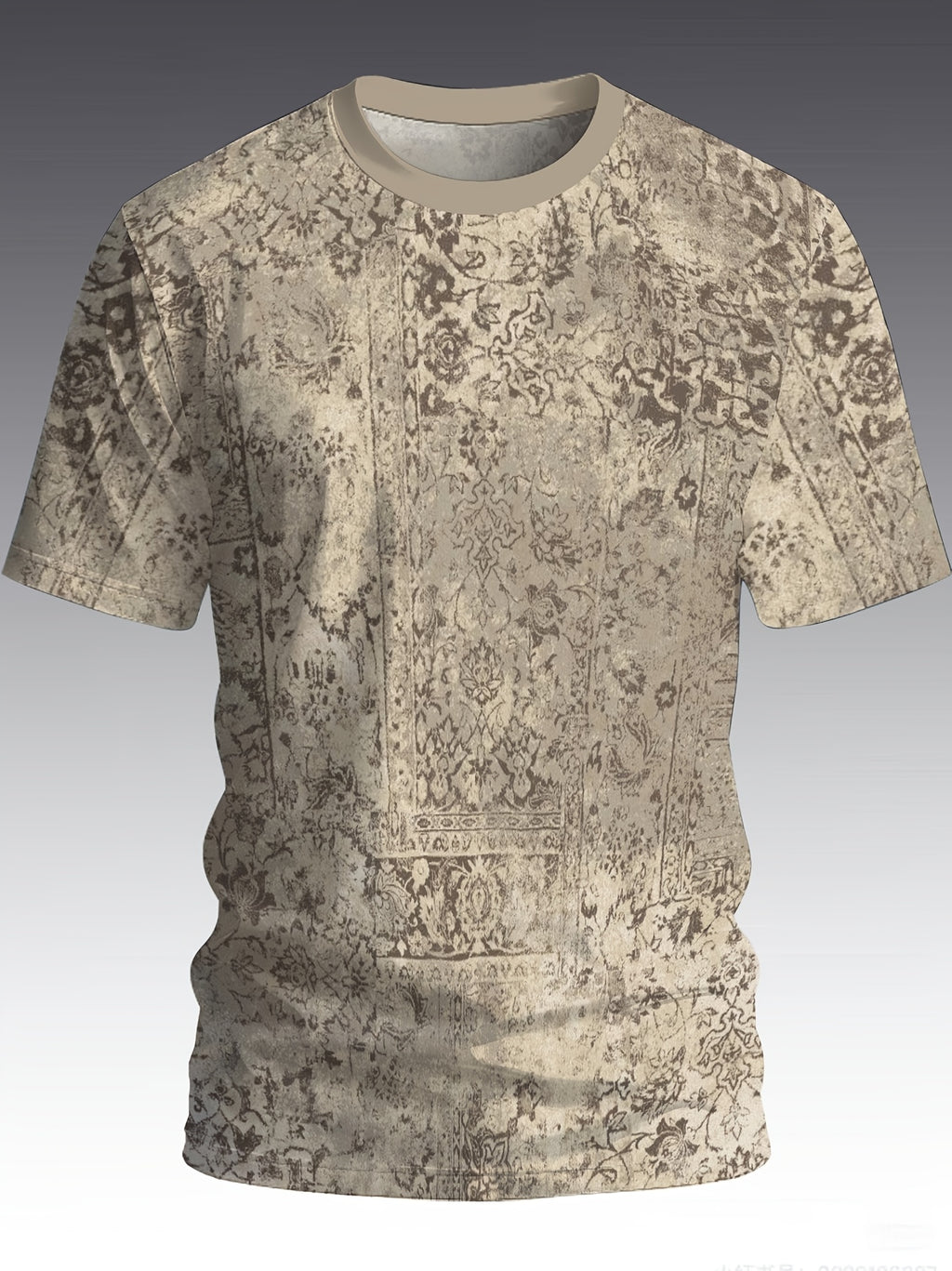 Men's Bohemian Short-Sleeve T-Shirt Suitable for All-Season Wear, Full-Body Print Round Neck Casual Top, Comfortable Beach Vacation Shirt for Outdoor Activities & Daily Wear, Machine Washable Style Gift for Men (Regular Fit) - Mixed colors