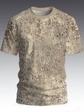 Men's Bohemian Short-Sleeve T-Shirt Suitable for All-Season Wear, Full-Body Print Round Neck Casual Top, Comfortable Beach Vacation Shirt for Outdoor Activities & Daily Wear, Machine Washable Style Gift for Men (Regular Fit) - Mixed colors