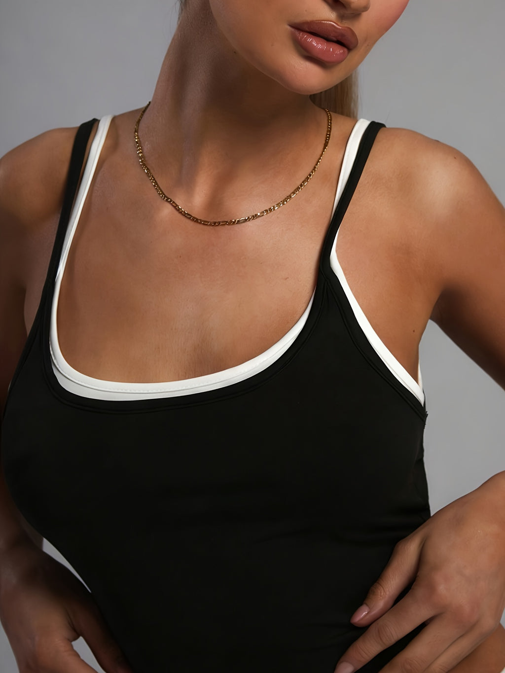 Regular Elegant Black and White Vest - Black And White Color