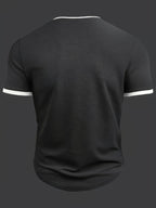 Pearson OBM Summer Men's New Solid Color Comfortable Casual Sporty Fashionable Versatile Notch Lapel Men's Apparel - Black