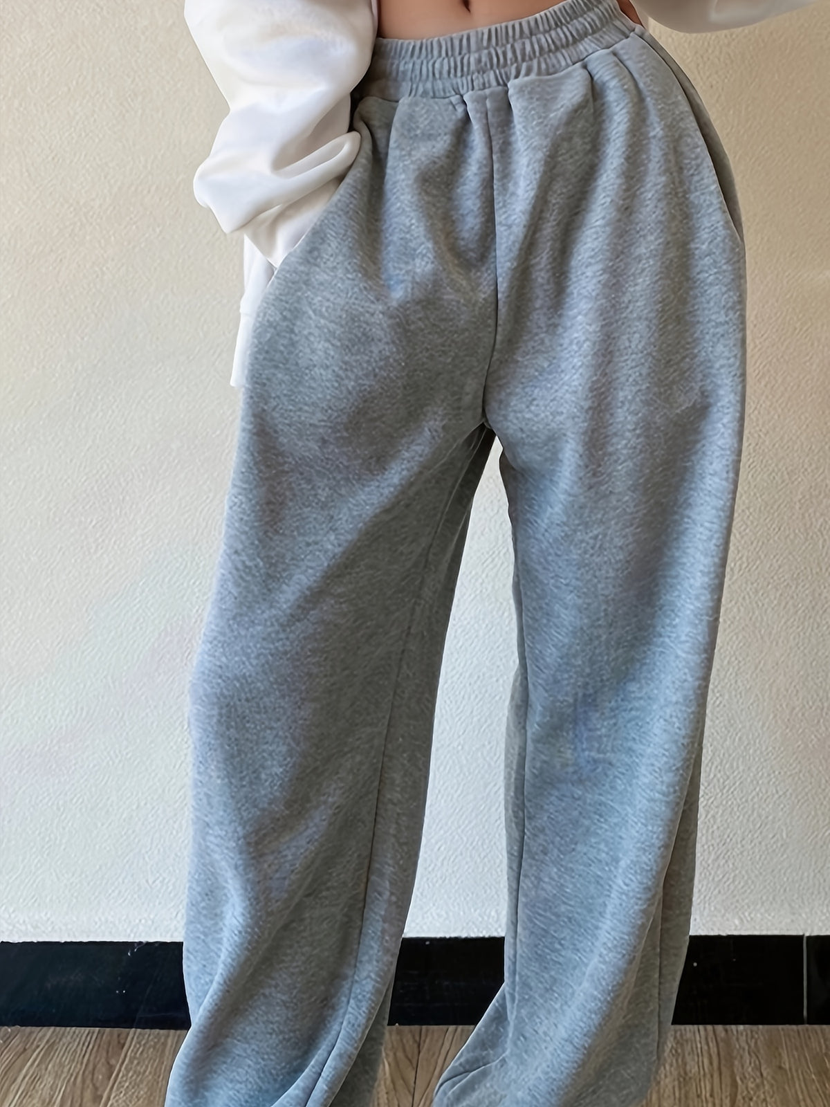 Autumn And Winter Beauty European And American Fashion Casual Trousers - Light Grey