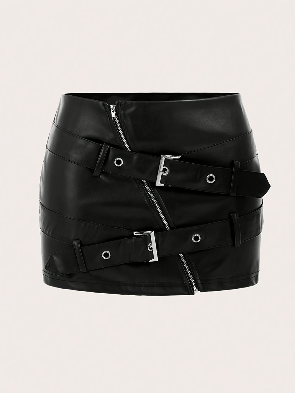 Sexy Hot Bodycon Skirt, PU Solid Color Unique Midi Skirt - Black