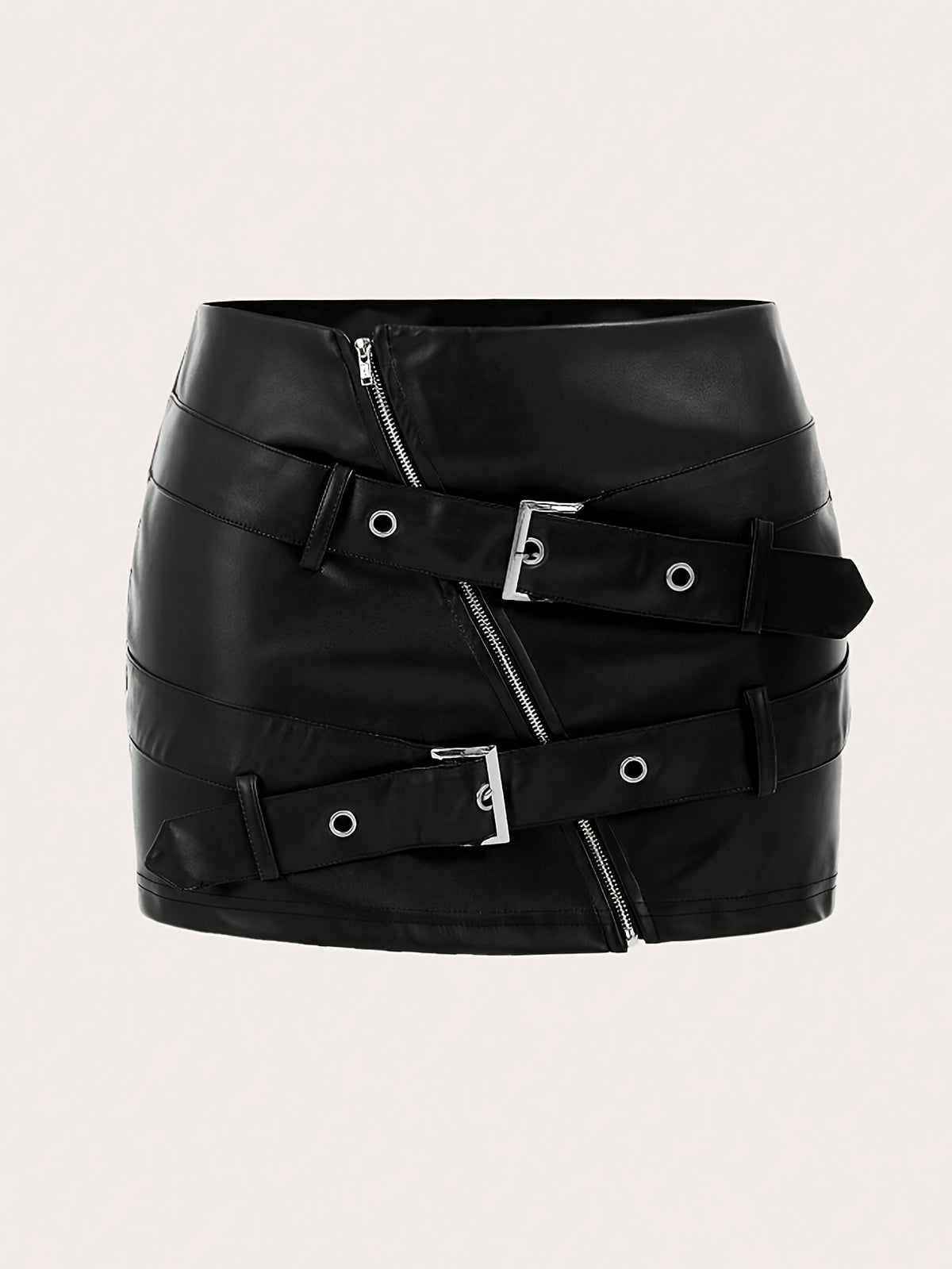 Sexy Hot Bodycon Skirt, PU Solid Color Unique Midi Skirt - Black