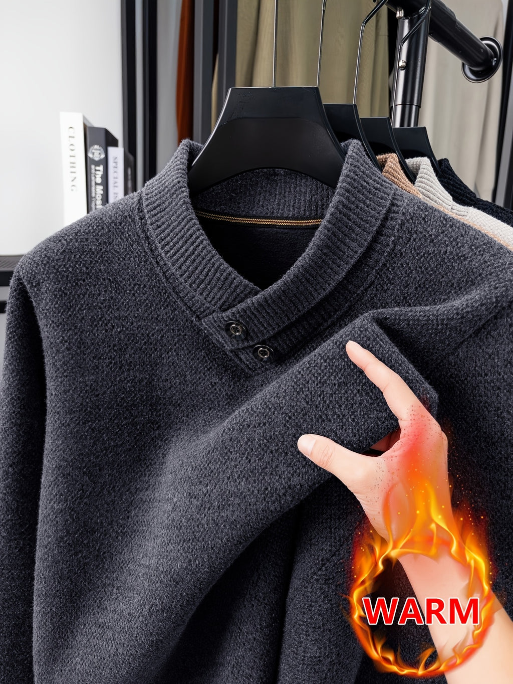 Minimalist Urban Knit Sweater Warm Daily Commute - Grey