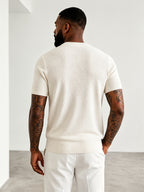 Men'S Easy Casual Short-Sleeve Knit Top, Made of Pure with Fine Mesh Texture, Skin-Friendly And Breathable, Relaxed Casual Style, Classic Versatile Design with Exquisite Details, Solid Color for a Warm And Easy Look - White