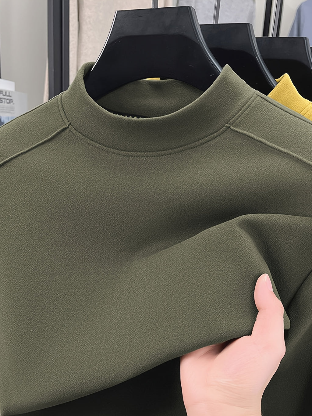 Men's Half-turtleneck Base Layer, Suitable for Wearing Alone in Early Autumn or as a Warm Inner Layer in Late Winter, Adaptable for Both Business and Casual Styles. -SINBOS - Bean Green