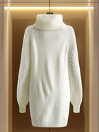 Vica-Style High-Neck Sweater, Loose And Solid Color Design for Autumn And Winter, Suitable for Home, Leisure, And Commuting - White