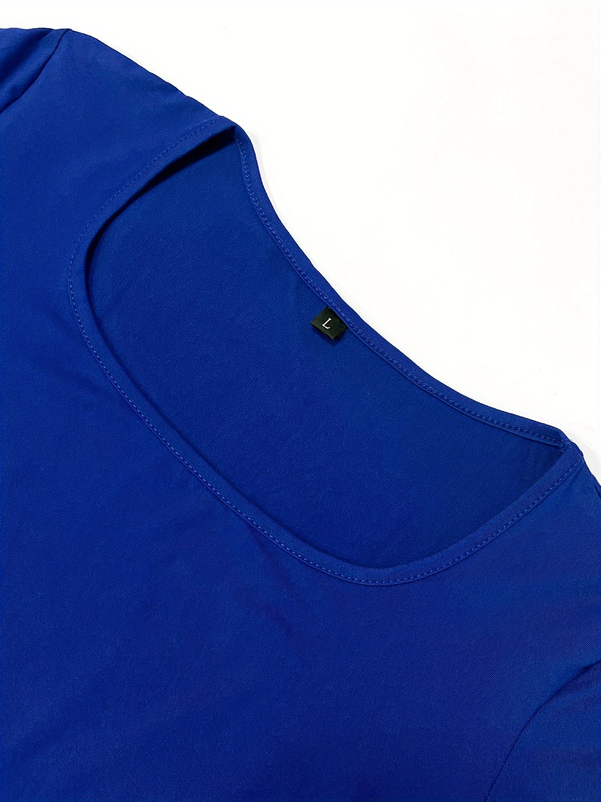 Tight Ultra-Long Women'S Autumn Long Sleeve Square Neck A-Line Sexy Bodycon Dress - Blue