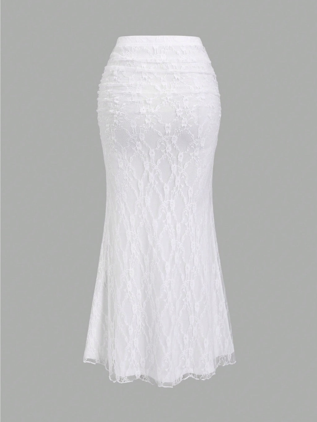 French-Style High-End Lace Mermaid Skirt for Women, Slim-Fit Commuter Daily Long Skirt - White