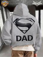 WB Warner Men'S New Trendy Hoodie, Superman Classic Logo Printed Design Hoodie, Daily Casual Drawstring Hoodie, Long Sleeve Hoodie, Machine Washable, Multifunctional Sports And Leisure Loose Fit Men'S Hoodie - Light Grey