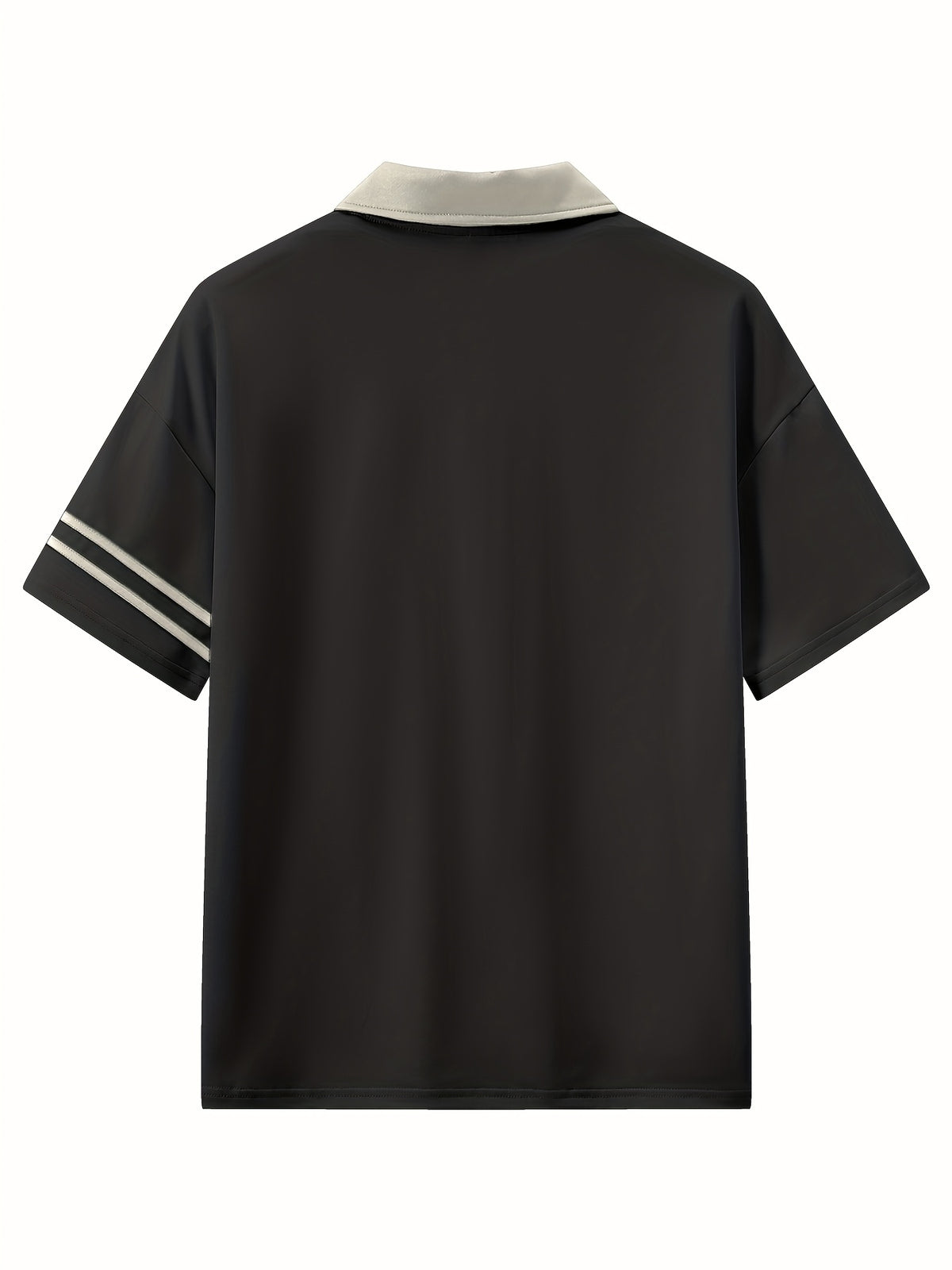 Back-to-School Warner Bros. Official "Bixin" Cartoon Cute Print Men's Summer Loose Lapel Japanese-Style Polo Short-Sleeve T-Shirt, Comfortable, Breathable, and Slightly Stretchy - Black