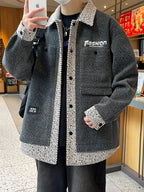 2026 Spring New Men'S Casual Lapel Jacket, Long-Sleeve Trendy Coat for Young Men - C1 Gray