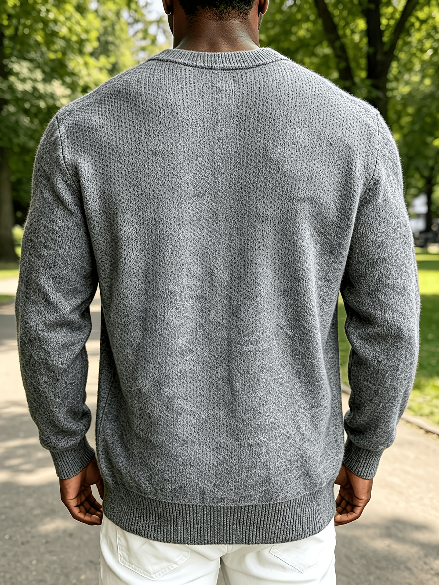 Men's Classic Button-Front Cardigan - Stretch Knit Button-Up with Solid Color, Warm Winter Outerwear Suitable for Daily, Office & Weekend Wear, Belt-Free Regular Fit for - Layering - Light Grey